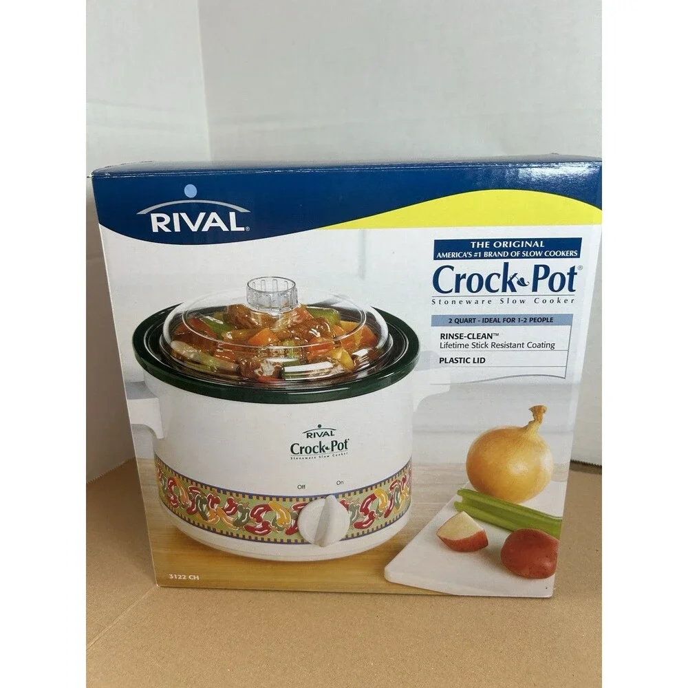 Rival Crock Pot 2 Qt Slow Cooker Model 3122 Chili Pepper Design Vtg 2003 W/Box